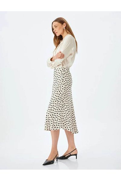Koton Ecru Patterned Women's Skirt 5Sak70014Uw