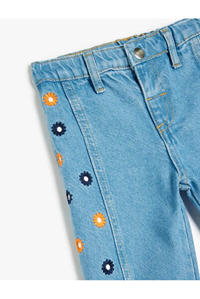 Koton Nakış Detaylı Pamuklu Denim Pantolon
