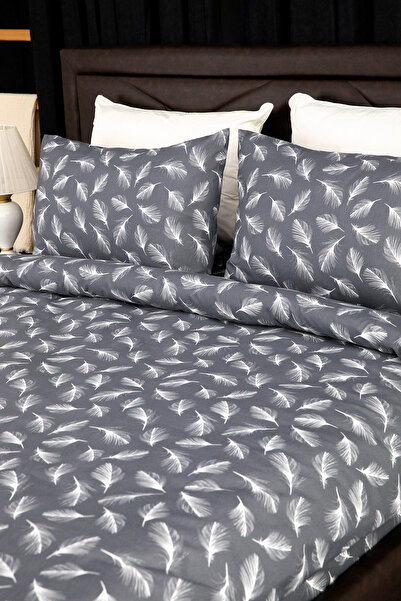 FAVORA Esliva Anthracite Double Elastic Duvet Cover Set
