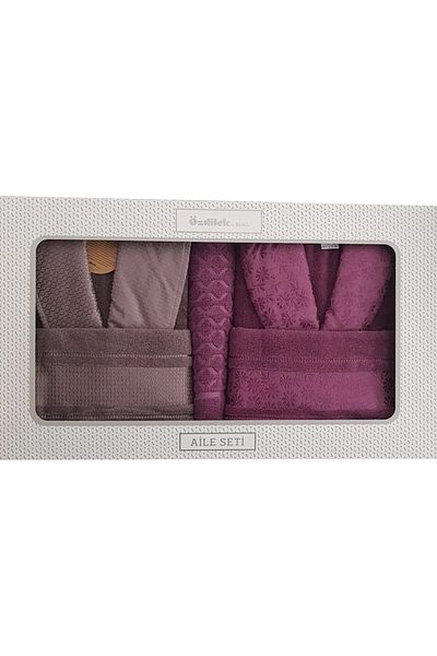 Özdilek Anthracite Plum - Blossom Happy Family Σετ μπουρνούζι
