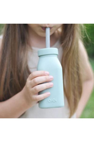 OiOi 200ml Bottle Straw - River Green / Powder Gray