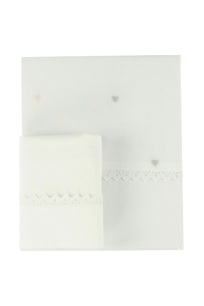 Bumble & Bird - غطاء لحاف وغطاء وسادة مطرز لسرير الأطفال - وردي