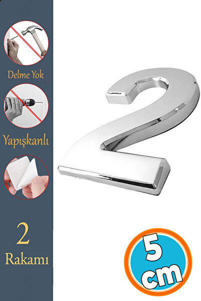 NZB Kapı Numarası Yapışkanlı Küçük Boy 50 mm 5 cm Numara 2 Rakam İki Sayısı K...