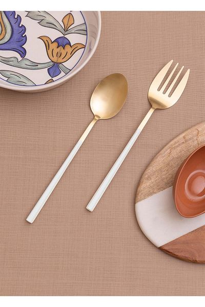 The Mia Gold Bianco Salad Serving Set - 2 Pieces Ckb0247