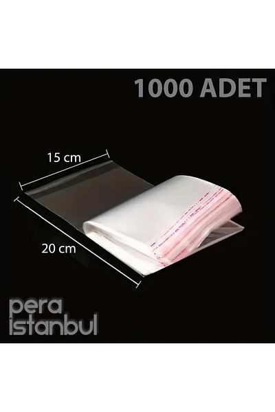 Pera İstanbul 1000Pcs 15X20 Self Adhesive Resealable Candy Cookie Clear Plastic Sachet Bag