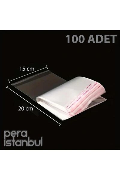 Pera İstanbul 100Pcs 15X20 Self Adhesive Resealable Candy Cookie Clear Plastic Sachet Bag