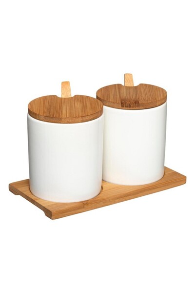 Five Simply Smart 2-Piece Ceramic Storage Jar with Bamboo Lids