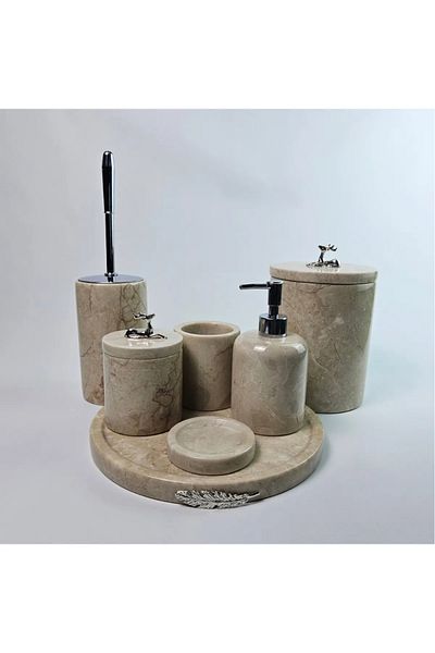 ege gross Decorative Natural Beige Marbroom Bathroom Set of 7 Marbroom Bathroom Set