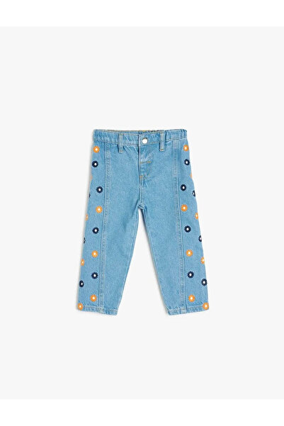 Koton Nakış Detaylı Pamuklu Denim Pantolon