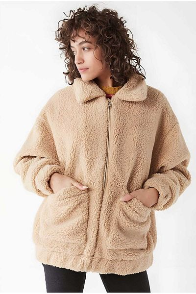 CNG MODA Unlined Zippered Plush Coat