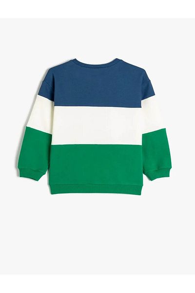 Koton Βαμβακερό φούτερ Color Block Μακρυμάνικο Crew Neck