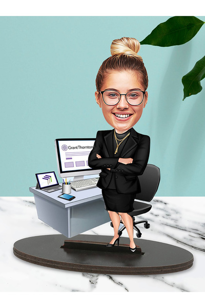 Fotomcity Kişiye Özel Fotoğraflı Muhasebeci Kadın Tasarımlı Karikatür Biblo