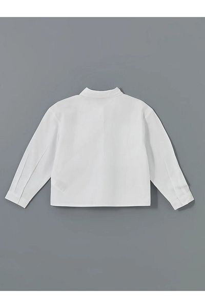 LC Waikiki Cămașă crop pentru fete LCW Kids, albă, de bază, cu mânecă lungă