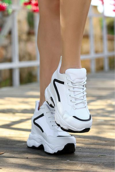 LEYDİ SHOES Pantofi sport cu toc ascuns FRM 7000-ALB