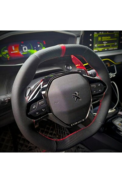 HASBAY DİKİŞLİ DİREKSİYON KILIFI KARBON NOKTA DERİ KIRMIZI YÜZÜK/DİKİŞLİ PEUG...