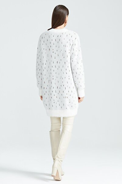 Tığ Triko ÇİÇEK DESENLİ HIRKA EKRU