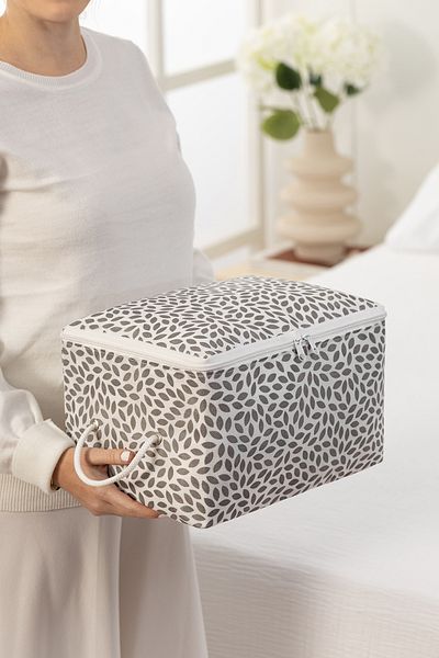 REKHOME 3-Piece Leaf Gray Printed Small Size under Base, Suitcase Organizer Scrap / 30X22X18
