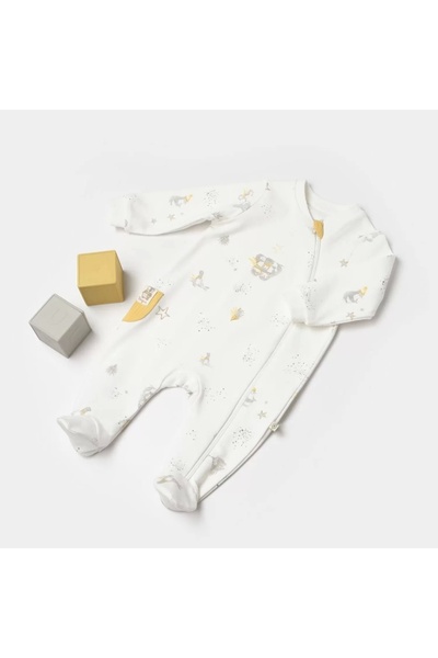 Biorganic Penguin Club Baby Romper - Ecru Gray