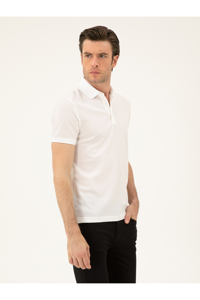 Cacharel Beyaz Slim Fit Polo Yaka Merserize T-shirt 50284769-VR013