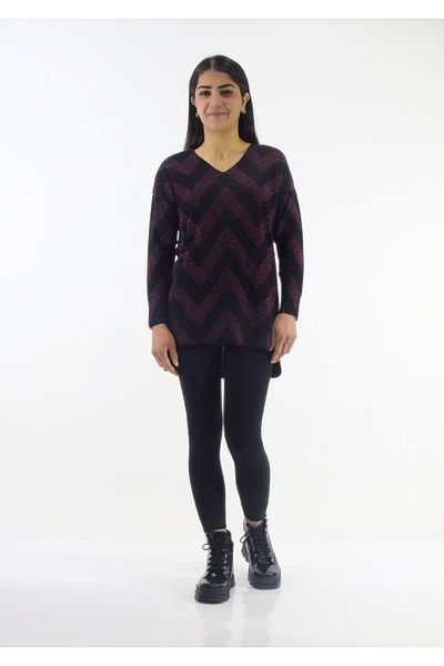Tuğra Zik Zag Patterned Glitter Tunic