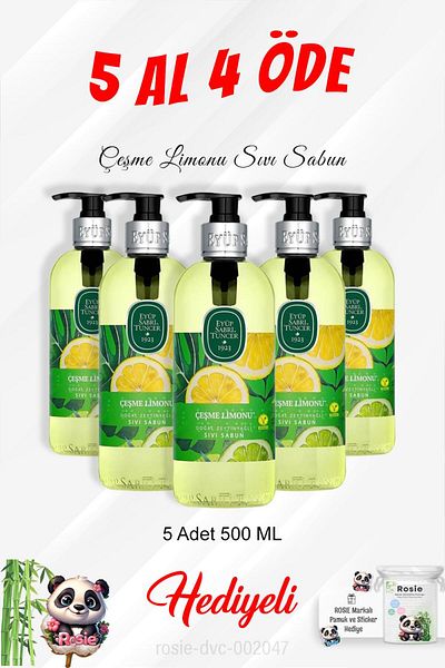 Eyüp Sabri Tuncer 500 ml Çeşme Lemon Liquid Soap - Buy 5 Pay 4 and Rosie Cotton