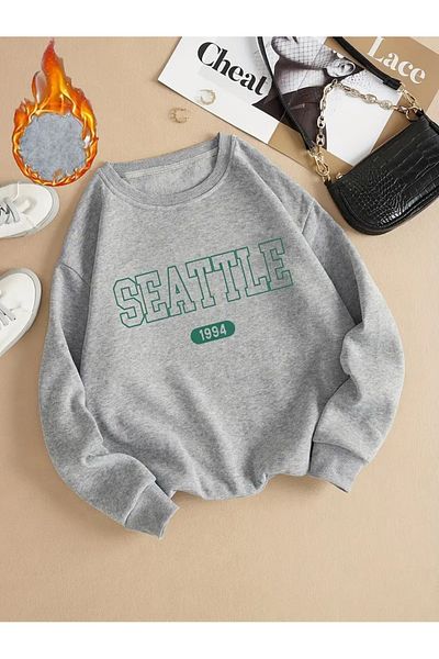 Bolders Outdoors Women'S/Men's Grey Seattle 1994 Printed Oversize Sweatshirt