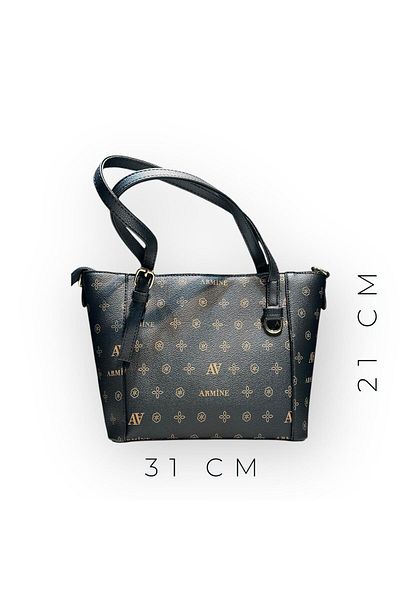 Armine Faux Leather Shoulder Bag - Hand and Arm Bag with Card Holder and Bracelet Gift Vs.Blkt.0059