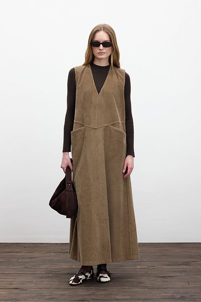 Manuka Κοτλέ Φόρεμα Gilet - Camel