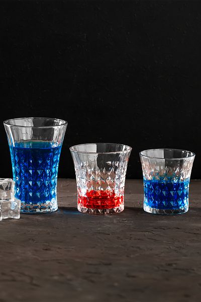 Perotti 234 Set of 12 Glass Glasses - Water Coffee Soft Drink Glasses - Water Glasses 200ml - 260ml - 365ml