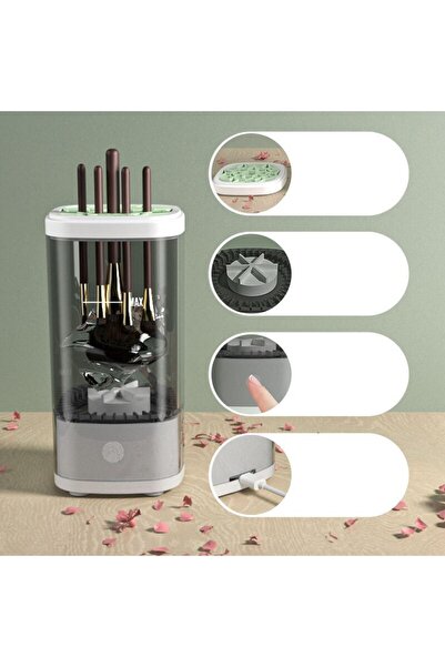 gaman Dokunmatik Işıklı Makyaj Fırçası Temizleme Makinesi Makyaj Seti Temizliği İçin Mini Yıkama Kutusu