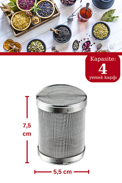 Evren Demlik Çaydanlık Içi Paslanmaz Tel Süzgeç, Çay Bitki Çayı Kafes Süzgeci (KAPASİTE: 4 YEMEK KAŞIĞI)