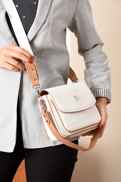 Just Polo Yeni Sezon Kolon Askılı 4 Bölmeli Beyaz Kadın Omuz Çantası 21x16cm PBU2174