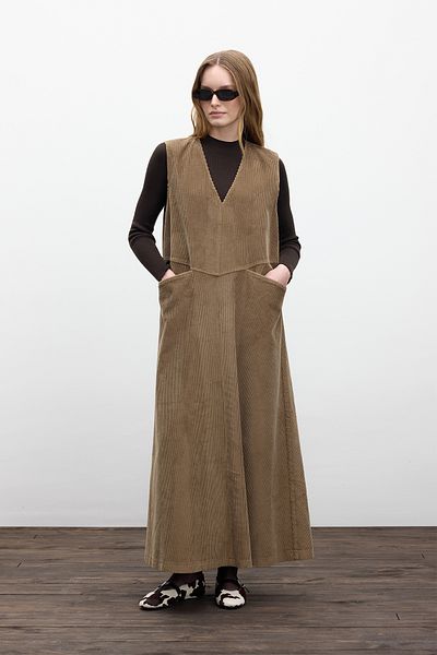 Manuka Κοτλέ Φόρεμα Gilet - Camel