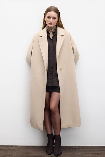 Manuka Stamped Coat - Straight Closure, Camel Hair
