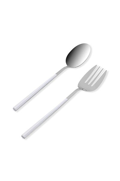 The Mia Bianco Salad Silver 2 Piece Serving Set - Ckb0246