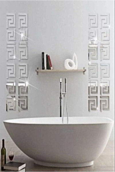 Numa Concept Wall Decoration 60-Piece Silver Plexi Maze Border for Living Room, Office and Entrance |   9X9 cm