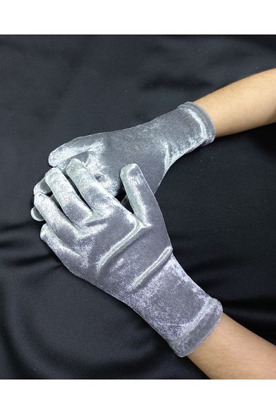 Qrsln Miela Girl's Gray Velvet Ankle Length Gloves