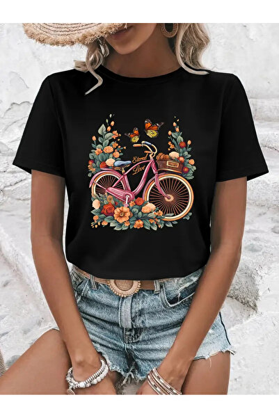Frisson Tricou sport pentru femei cu imprimeu floral și fluturi - FRISSON - Î...