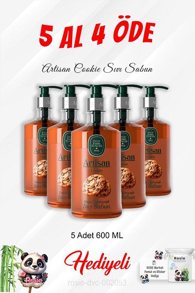 Eyüp Sabri Tuncer Artisan Cookie Liquid Soap 600 ml Buy 5 Pay 4 and Rosie Cotton