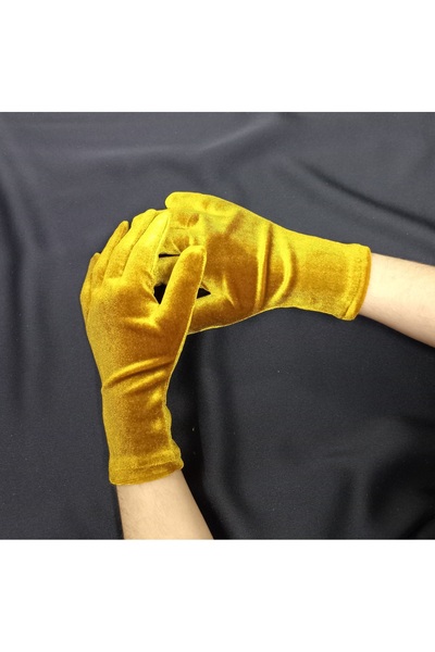 Qrsln Miela Mustard Colored Girl's Velvet Ankle Length Dress