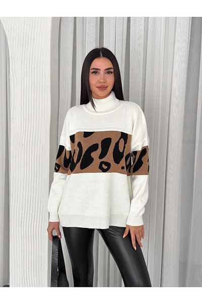 Fanori Woman TRICO PULOVER CU GÂT FISCHIAT CU MODEL ZEBRA