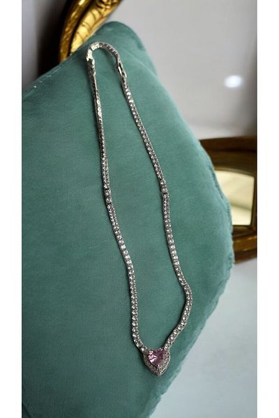 İNN JEWELLERY قلادة فولاذية مضادة للتشوه ومضادة للحساسية على شكل قلب (ضمان المستورد لمدة عامين)