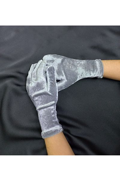 Qrsln Miela Girl's Gray Velvet Ankle Length Gloves