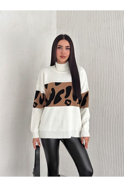 Fanori Woman TRICO PULOVER CU GÂT FISCHIAT CU MODEL ZEBRA