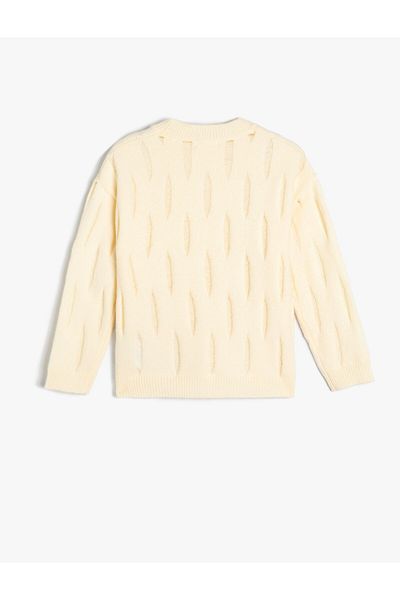 Koton Girls' Sweatshirt - Textured, Crew Neck, Long Sleevev