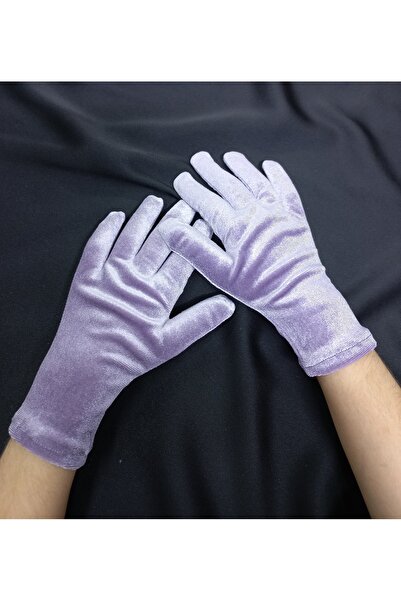 Qrsln Miela kız çocuk kadife bilek boy eldiven lila