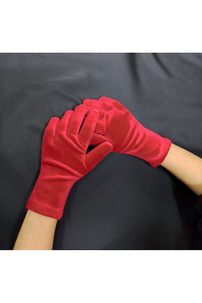 Qrsln Girl's Red Velvet Ankle Length Gloves
