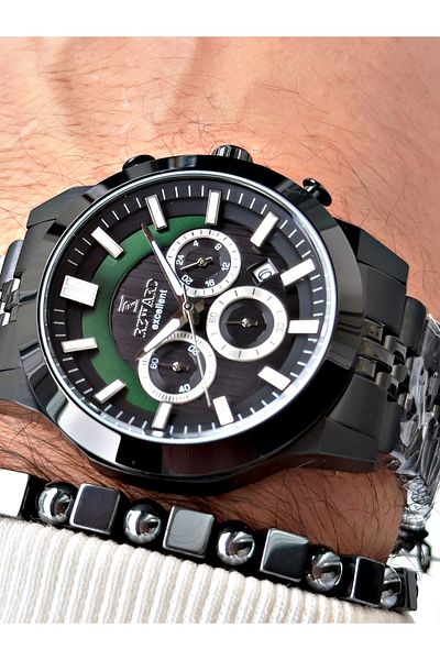 Reward Black Color Case Cord Steel Business Sport Men's Wrist Watch+Bracelet