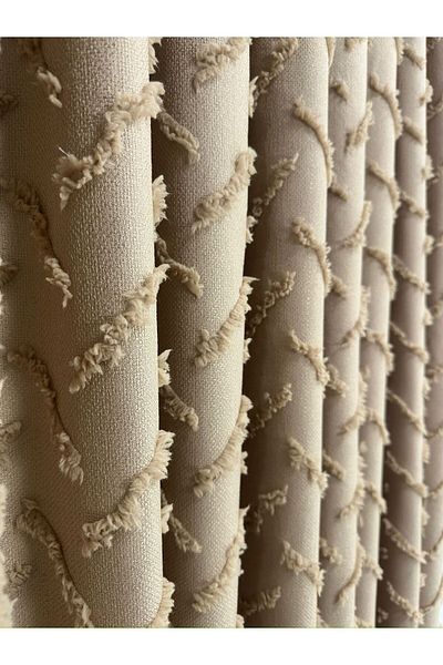 Taç Cotton Linen Mink Holder - Cross Fringe, 1/3 Close Pleat, Single Wing