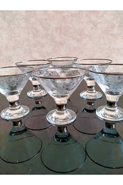 Paşabahçe 6-Piece Lace Embroidered Glass Candy Bowl, Turkish Delight Bowl, Chocolate Bowl, Ice Cream Bowl, Cup